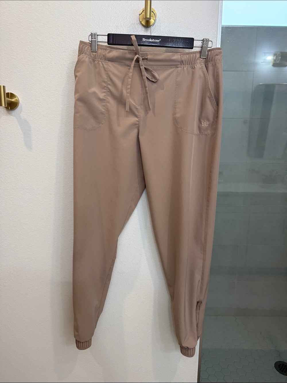 Albion Fit Beige Drawstring Jogger Pants